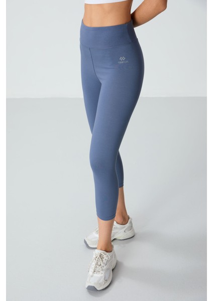 Petrol Yüksek Bel Slim Fit Dar Paça Kadın Kapri Tayt - 93097 fırsatları