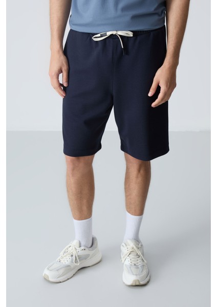 Lacivert Pamuklu Kalın Yumuşak Dokulu Standart Fit Basic Erkek Şort - 81275 fiyatları
