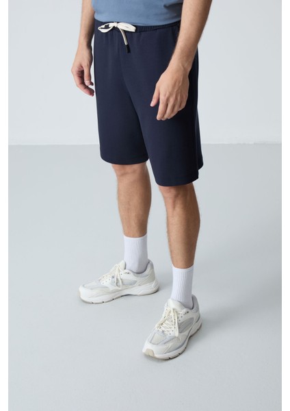 Lacivert Pamuklu Kalın Yumuşak Dokulu Standart Fit Basic Erkek Şort - 81275 modelleri