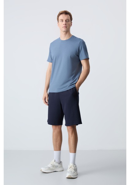 Lacivert Pamuklu Kalın Yumuşak Dokulu Standart Fit Basic Erkek Şort - 81275 indirimleri