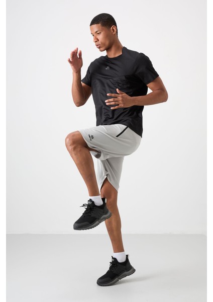 Siyah Polyester Nefes Alan Dokulu İnce Esnek Standart Fit Erkek Performans T-Shirt - 88391 modelleri