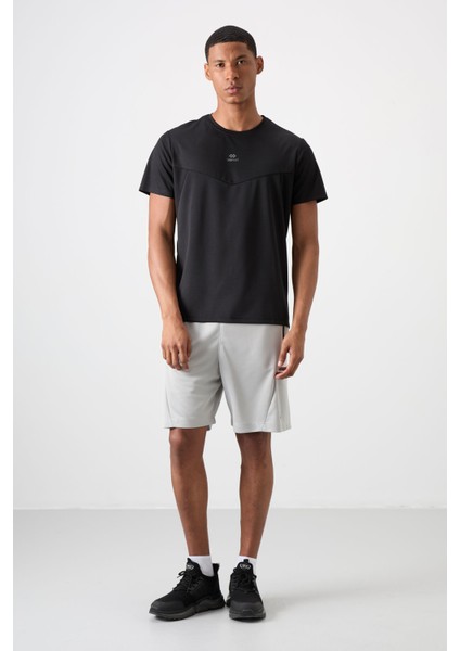 Siyah Polyester Nefes Alan Dokulu İnce Esnek Standart Fit Erkek Performans T-Shirt - 88391 indirimleri
