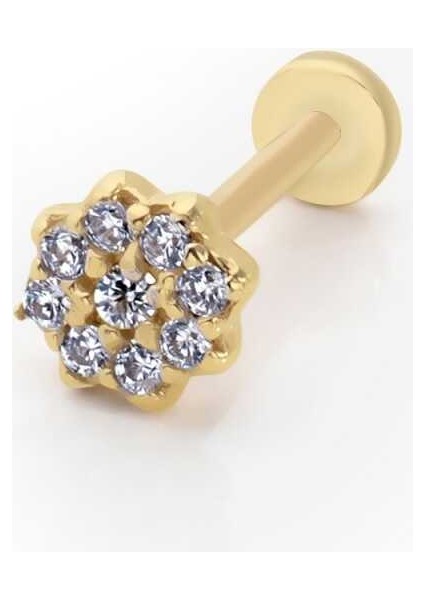 Çiçek Model Taşlı Tragus Piercing