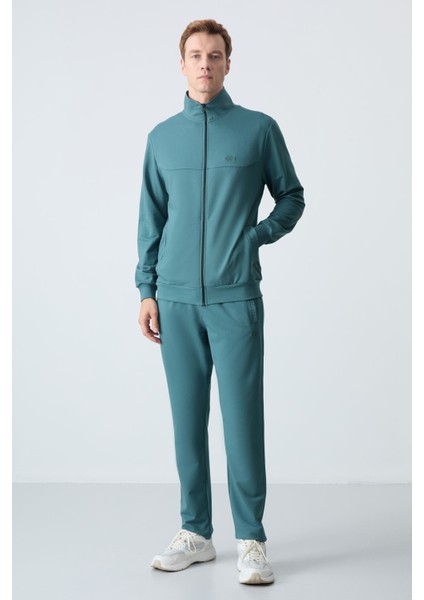 Orman Yeşili Pamuklu Kalın Yumuşak Dokulu Comfort Fit Basic Erkek Eşofman Takım - 85260