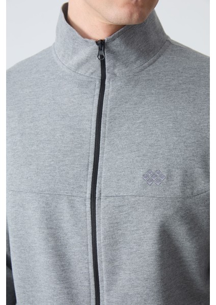 Gri Melanj Pamuklu Kalın Yumuşak Dokulu Comfort Fit Basic Erkek Eşofman Takım - 85260 fırsatları