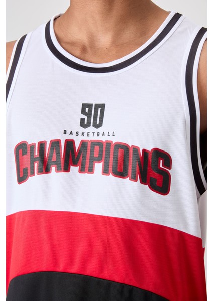 Lacivert Polyester Nefes Alan Dokulu Ince Esnek Standart Fit Erkek Basketbol Atlet - 88395 modelleri