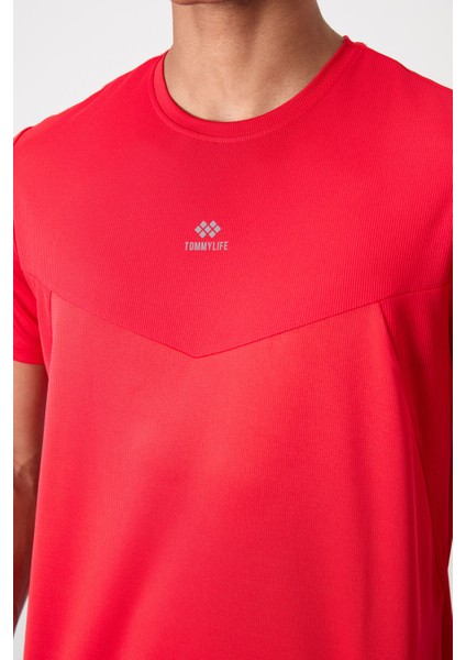 Kırmızı Polyester Nefes Alan Dokulu İnce Esnek Standart Fit Erkek Performans T-Shirt - 88391 fiyatları