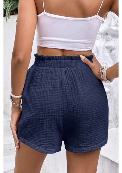 Kadın Cotton Müslin Tatil Ev Içi/dışı Kullanım Cepsiz Beli Bağcıklı Şort fiyatları