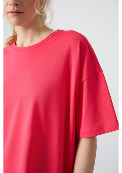 Rose Penye Modal Yumuşak Tuşeli Oversize Fit Basic Kadın T-Shirt- 97285 fiyatları