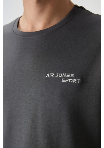 Haki Pamuklu Kalın Yumuşak Dokulu Oversize Fit Nakışlı Erkek Eşofman Takım - 85252 fiyatları