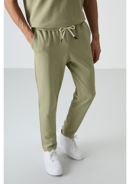 Açık Çağla Pamuklu Kalın Yumuşak Dokulu Oversize Fit Basic Erkek Eşofman Takım - 85251 fırsatları