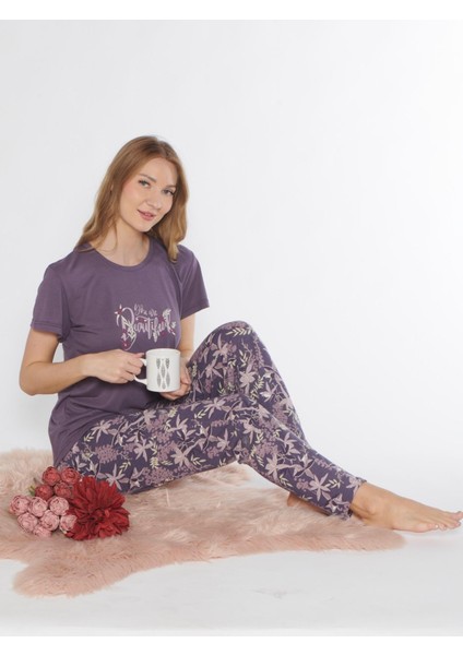 Kısa Kol Viskon Pijama Takımı Yazlık Viskon Dowry 08-129 fırsatları