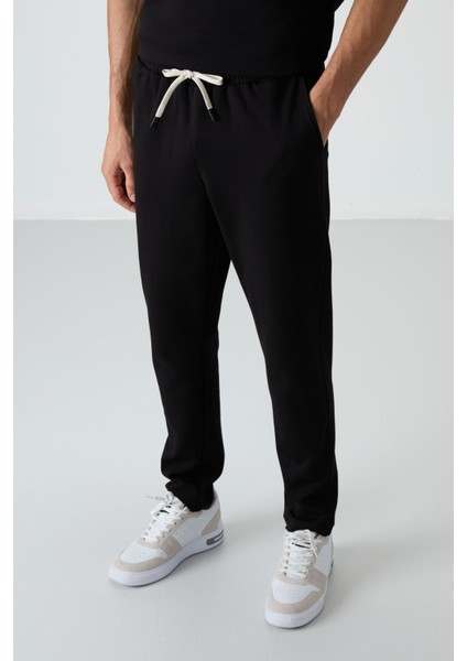 Siyah Pamuklu Kalın Yumuşak Dokulu Oversize Fit Basic Erkek Eşofman Takım - 85251 modelleri