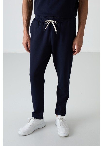 Lacivert Pamuklu Kalın Yumuşak Dokulu Oversize Fit Basic Erkek Eşofman Takım - 85251 fırsatları