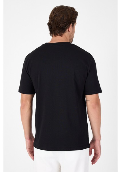 Siyah Bisiklet Yaka Kısa Kol Slim Fit Pamuklu Tişört 1011250191 fırsatları