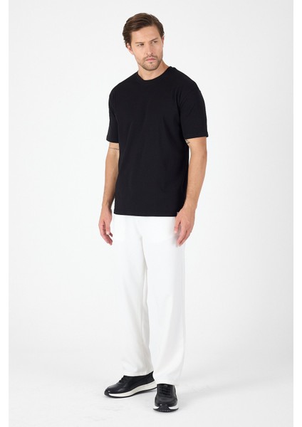 Siyah Bisiklet Yaka Kısa Kol Slim Fit Pamuklu Tişört 1011250191 indirimleri