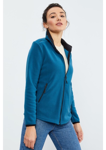 Zümrüt Dik Yaka Fermuarlı Rahat Form Kadın Polar Sweatshirt - 97173 modelleri