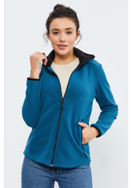 Zümrüt Dik Yaka Fermuarlı Rahat Form Kadın Polar Sweatshirt - 97173 indirimleri