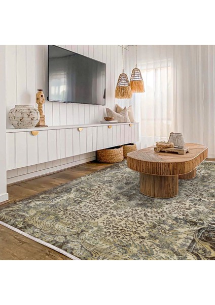 Kahverengi Klasik Etnik Modern Desenli Pamuk Makinada Yıkanabilir Hav Toz Vermez Leke Tutmayan Kaymaz Taban Dijital Makine Baskı Salon Yolluk Mutfak Halı fiyatları