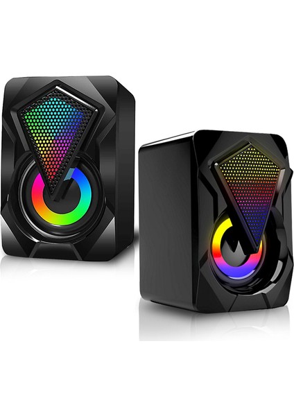 Rgb Işıklı Gaming Pc Bilgisayar Hoparlörü 1+1 Speaker E-1046