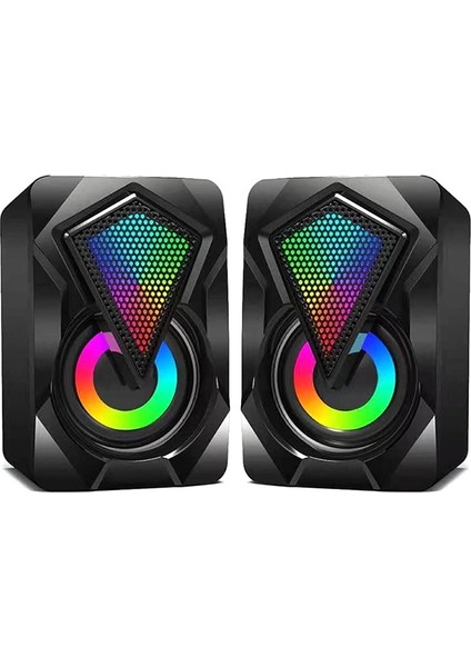 Rgb Işıklı Gaming Pc Bilgisayar Hoparlörü 1+1 Speaker E-1046 modelleri