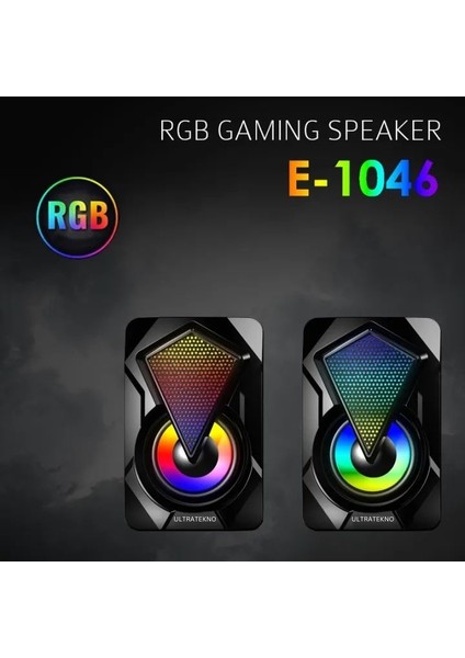 Rgb Işıklı Gaming Pc Bilgisayar Hoparlörü 1+1 Speaker E-1046 fırsatları