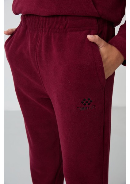 Erguvan Kalın Yumuşak Dokulu Standart Fit Nakışlı Polar Erkek Çocuk Eşofman Takım - 11218 fırsatları