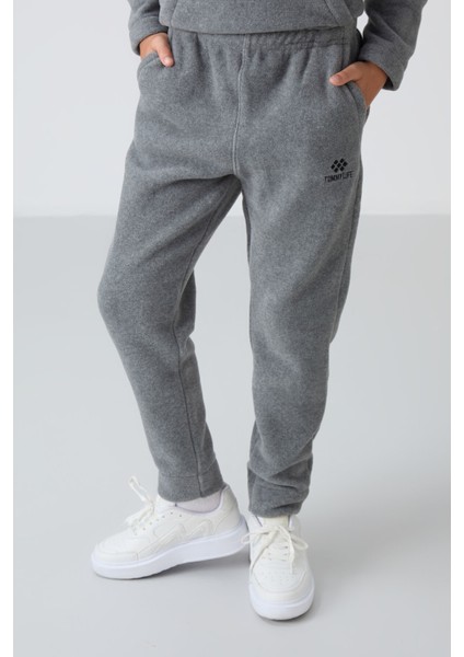 Gri Melanj Kalın Yumuşak Dokulu Standart Fit Nakışlı Polar Erkek Çocuk Eşofman Takım - 11218 fırsatları