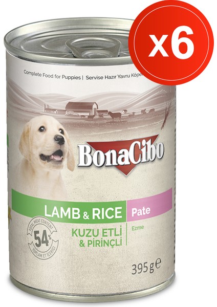 Ezme Kuzu Etli Yaş Yavru Köpek Maması, 395 gr x 6 Adet, Tüm Irklar Için, Doğal, Şeker Içermez
