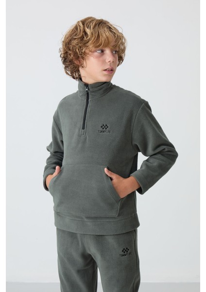 Lacivert Kalın Yumuşak Dokulu Standart Fit Nakışlı Polar Erkek Çocuk eşofman Takım - 11218 indirimleri