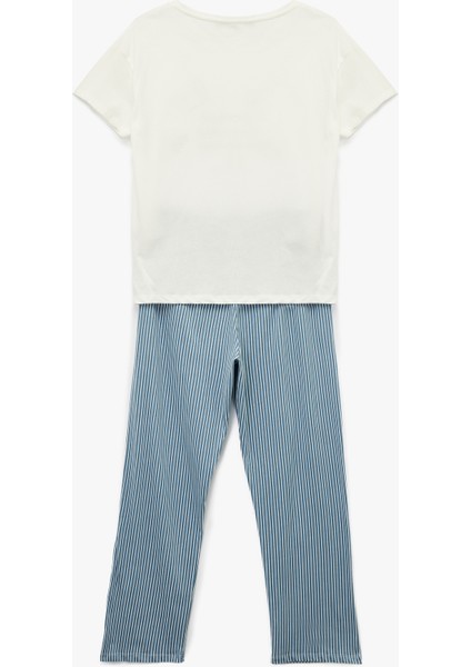 Bisiklet Yaka Kısa Kollu Pamuklu Pijama Takımı fiyatları