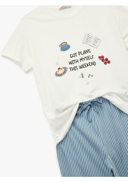 Bisiklet Yaka Kısa Kollu Pamuklu Pijama Takımı modelleri