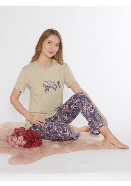 Kısa Kol Viskon Pijama Takımı Yazlık Viskon Dowry 08-129 fiyatları