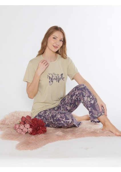 Kısa Kol Viskon Pijama Takımı Yazlık Viskon Dowry 08-129 fırsatları