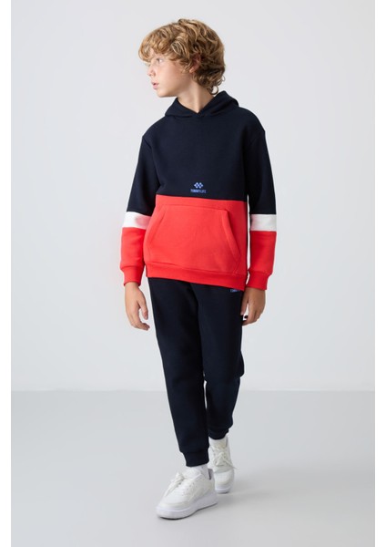 Tommy Life Lacivert Pamuklu Kalın Içi Tüylü Yumuşak Dokulu Standart Fit Nakışlı Erkek Çocuk eşofman takım - 11255