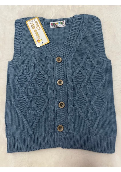 Baklava Desenli Örme Yelek