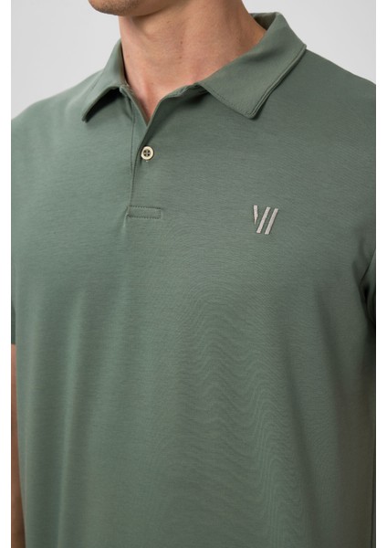 Açık Yeşil Basic Göğüs Logolu Standart Kalıp Triko Polo Yaka Erkek T-Shirt - 87768 modelleri