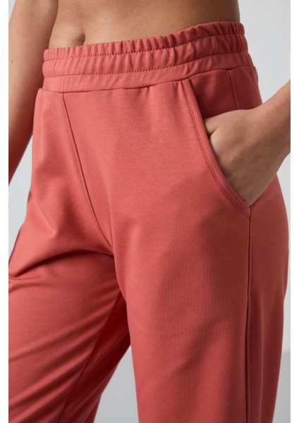 Tommy Life Kiremit Yüksek Bel Cepli Rahat Form Klasik Paça Kadın Eşofman Alt - 94584 modelleri