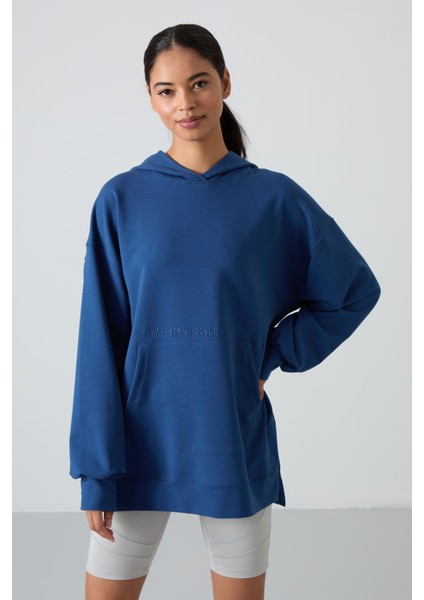 Parlament Balon Kol Yazı Nakışlı Kadın Oversize Tunik Sweatshirt - 97163