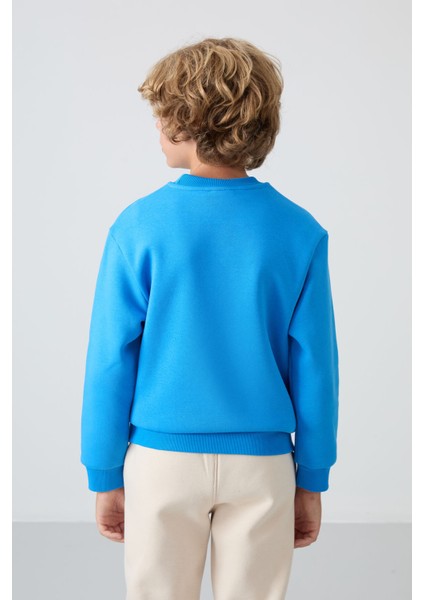 Saks Pamuklu Kalın İçi Tüylü Yumuşak Dokulu Standart Fit Nakışlı Erkek Çocuk Sweatshirt - 11232 indirimleri