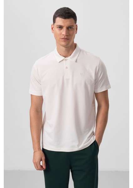 Tommy Life Ekru Basic Göğüs Logolu Standart Kalıp Triko Polo Yaka Erkek T-Shirt - 87768