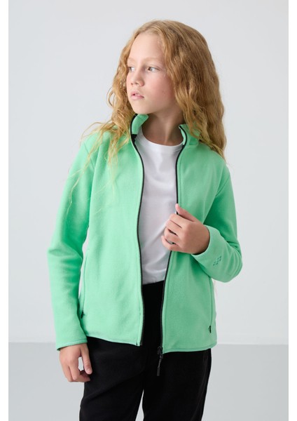 Su Yeşil Kalın Yumuşak Dokulu Standart Fit Nakışlı Polar Kız Çocuk Sweatshirt - 75154 modelleri