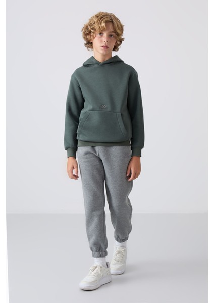 Haki Pamuklu Kalın İçi Tüylü Yumuşak Dokulu Standart Fit Baskılı Erkek Çocuk Sweatshirt - 11215 fiyatları