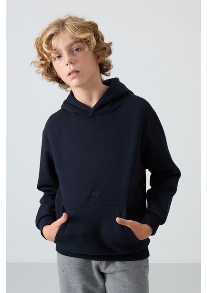 Lacivert Pamuklu Kalın İçi Tüylü Yumuşak Dokulu Standart Fit Baskılı Erkek Çocuk Sweatshirt - 11215 fırsatları