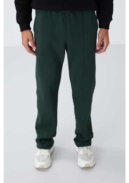 Çam Yeşil Pamuklu Kalın Içi Tüylü Yumuşak Dokulu Oversize Nakışlı Erkek Eşofman Altı -82146 modelleri