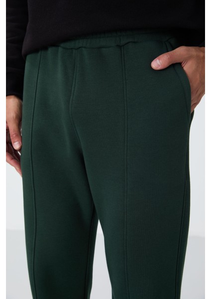 Çam Yeşil Pamuklu Kalın Içi Tüylü Yumuşak Dokulu Oversize Nakışlı Erkek Eşofman Altı -82146 fırsatları