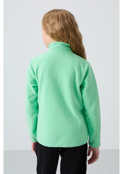 Su Yeşil Kalın Yumuşak Dokulu Standart Fit Nakışlı Polar Kız Çocuk Sweatshirt - 75154 indirimleri