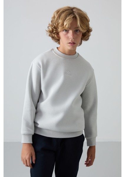 Taş Pamuklu Kalın İçi Tüylü Yumuşak Dokulu Standart Fit Nakışlı Erkek Çocuk Sweatshirt - 11232 fırsatları