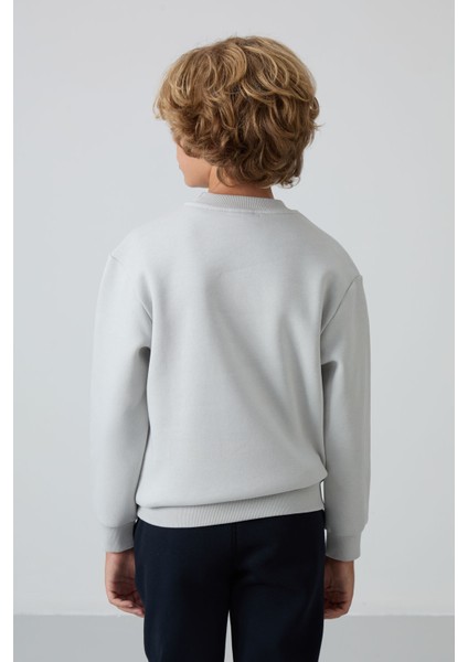Taş Pamuklu Kalın İçi Tüylü Yumuşak Dokulu Standart Fit Nakışlı Erkek Çocuk Sweatshirt - 11232 indirimleri
