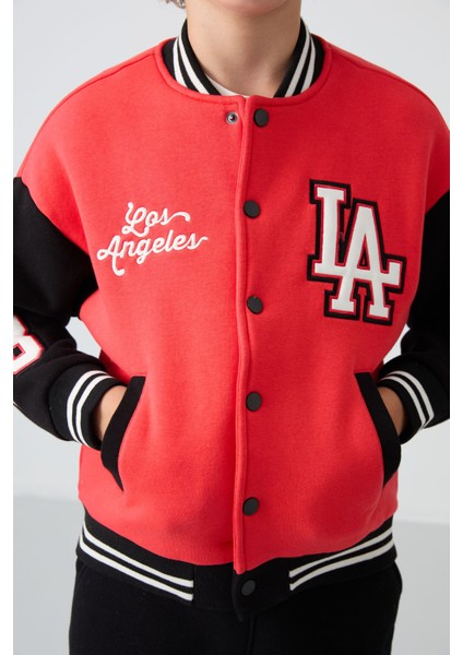 Fiesta Pamuklu Kalın İçi Tüylü Yumuşak Dokulu Standart Fit Nakışlı Erkek Çocuk Kolej Ceket - 11258 fiyatları